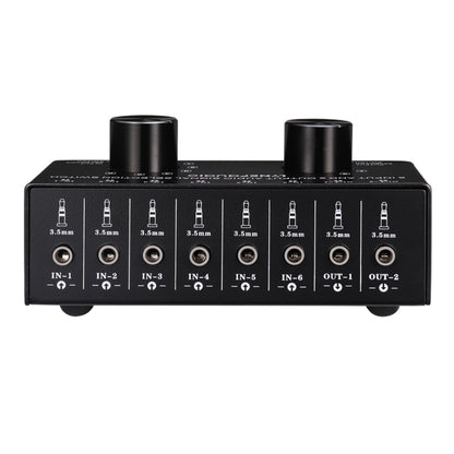 B027 6 input 2 output or 2 input 6 output audio signal source selection switcher 3.5mm interface