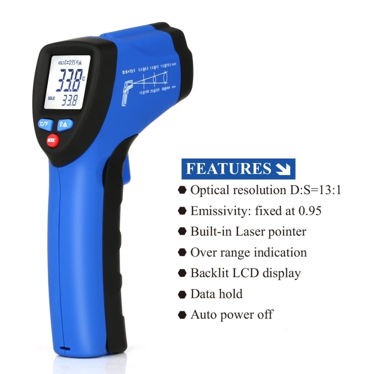FLUS IR-801H -50～350℃Laser Infrared  Mini Handheld Portable Digital Electronic Outdoor Non-contact Thermometer, IR-801H