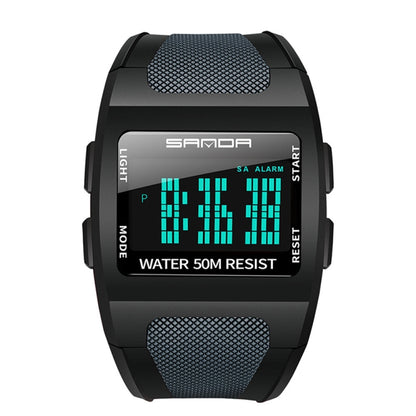 SANDA 222 Men Sports Outdoor Mountaineering Digital Electronic Watch Square Multi functional Waterproof Watch