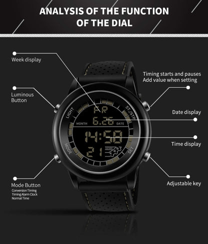 SANDA  411 Multifunctional Wports Watch Male Youth Fashion Model Male Waterproof Student Electronic Watch
