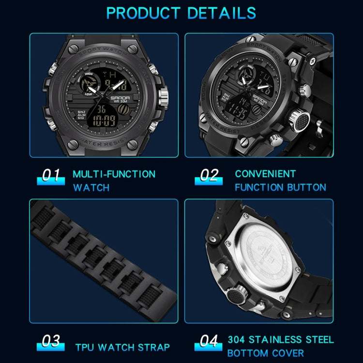 SANDA739  Watch Plate Chao Male Watch Male Student Fashion Trend Multi Functional Digital Waterproof Electronic Meter