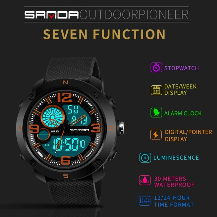 SANDA 762 Watch Men Watch Students Men Watch Fashion Trend Youth Waterproof Night light Sports Men