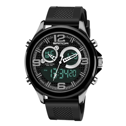 SANDA 793 large Dial Tide Watch Student Fashion Trend Multi Function Double Glow Waterproof Electronic Watch