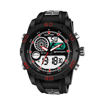 SANDA New Waterproof Luminous Plastic Multi Functional Watch Men Outdoor Sports LED Electronic Watch