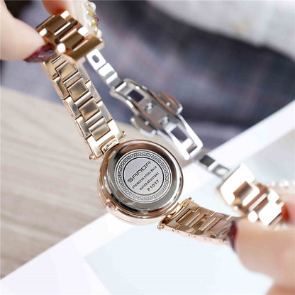 SANDA 1017 Lady Watch All Over The Sky Star 360 Degree Rotating Watch Diamond Steel Band Women Watch
