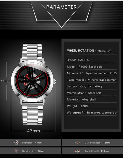 SANDA1009 Watch Man Student Casual Waterproof Steel Band Watch Man
