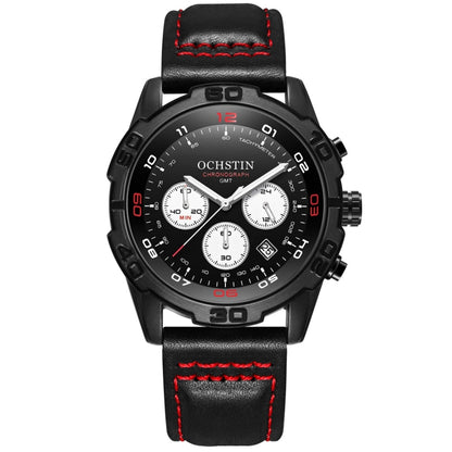 OCHSTIN 6116 Men  Leather Calendar Multi Function Leisure Men  Waterproof Watch
