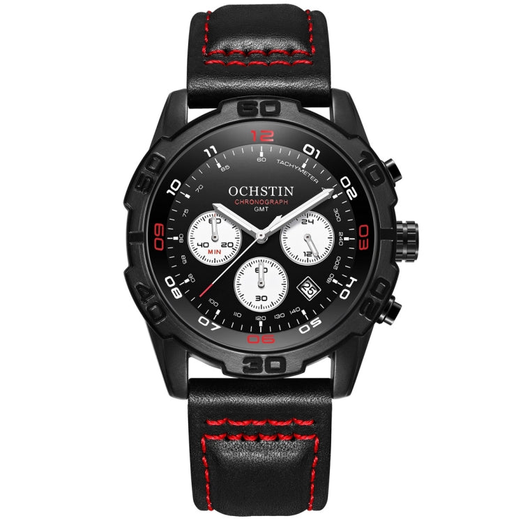 OCHSTIN 6116 Men  Leather Calendar Multi Function Leisure Men  Waterproof Watch