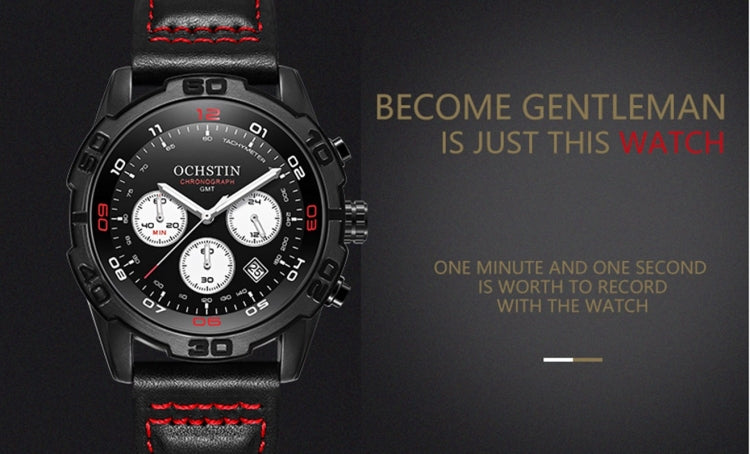 OCHSTIN 6116 Men  Leather Calendar Multi Function Leisure Men  Waterproof Watch