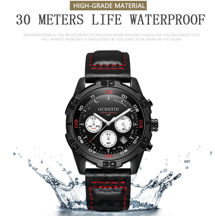 OCHSTIN 6116 Men  Leather Calendar Multi Function Leisure Men  Waterproof Watch