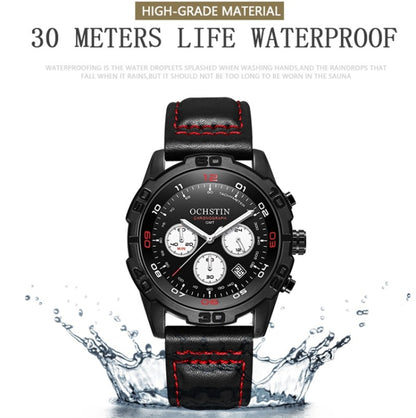OCHSTIN 6116 Men  Leather Calendar Multi Function Leisure Men  Waterproof Watch