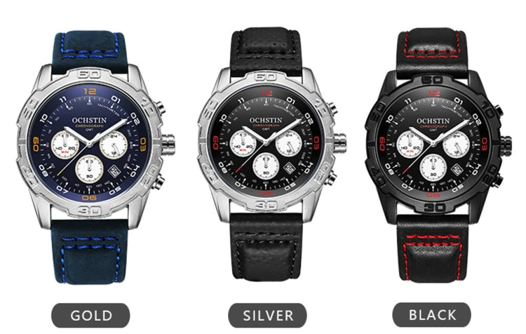 OCHSTIN 6116 Men  Leather Calendar Multi Function Leisure Men  Waterproof Watch