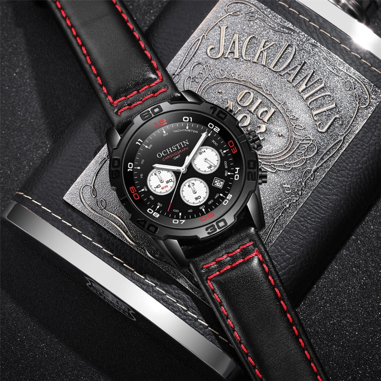 OCHSTIN 6116 Men  Leather Calendar Multi Function Leisure Men  Waterproof Watch
