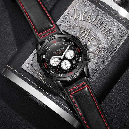 OCHSTIN 6116 Men  Leather Calendar Multi Function Leisure Men  Waterproof Watch