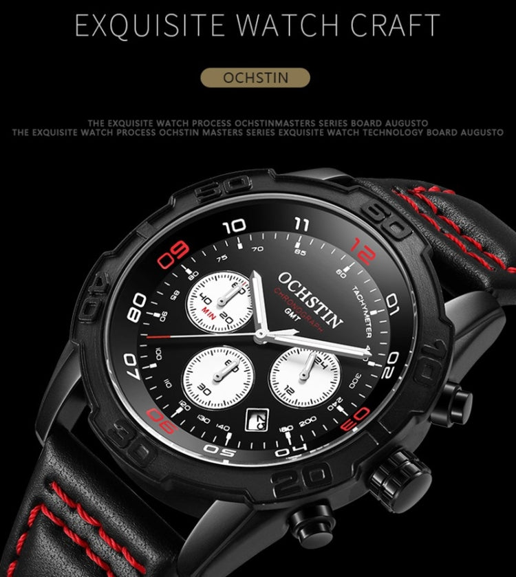 OCHSTIN 6116 Men  Leather Calendar Multi Function Leisure Men  Waterproof Watch