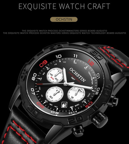OCHSTIN 6116 Men  Leather Calendar Multi Function Leisure Men  Waterproof Watch