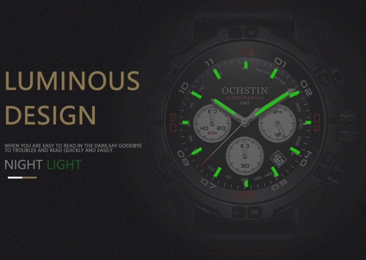 OCHSTIN 6116 Men  Leather Calendar Multi Function Leisure Men  Waterproof Watch