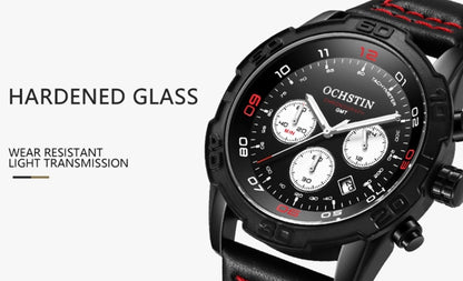 OCHSTIN 6116 Men  Leather Calendar Multi Function Leisure Men  Waterproof Watch