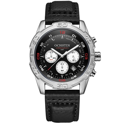 OCHSTIN 6116 Men  Leather Calendar Multi Function Leisure Men  Waterproof Watch