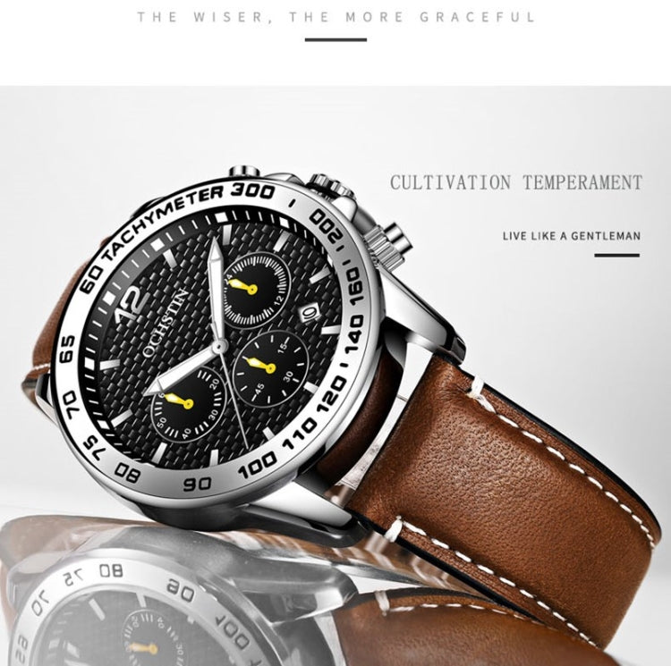 OCHSTIN 6117 Fashion Watch Leisure Leather Outdoor Sports Waterproof Watch