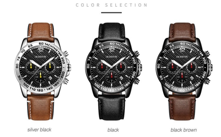 OCHSTIN 6117 Fashion Watch Leisure Leather Outdoor Sports Waterproof Watch