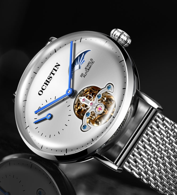 OCHSTIN 6121 Flywheel Mechanical Watch Fashion Hollow Full Automatic Mechanical Watch Business Men Watch Stainless Steel Watch  Waterproof Watch