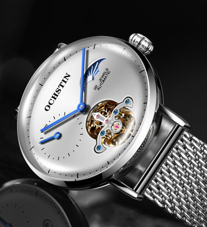 OCHSTIN 6121 Flywheel Mechanical Watch Fashion Hollow Full Automatic Mechanical Watch Business Men Watch Stainless Steel Watch  Waterproof Watch