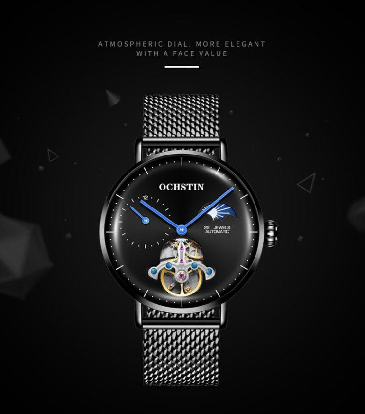 OCHSTIN 6121 Flywheel Mechanical Watch Fashion Hollow Full Automatic Mechanical Watch Business Men Watch Stainless Steel Watch  Waterproof Watch