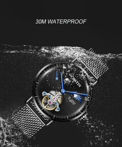 OCHSTIN 6121 Flywheel Mechanical Watch Fashion Hollow Full Automatic Mechanical Watch Business Men Watch Stainless Steel Watch  Waterproof Watch