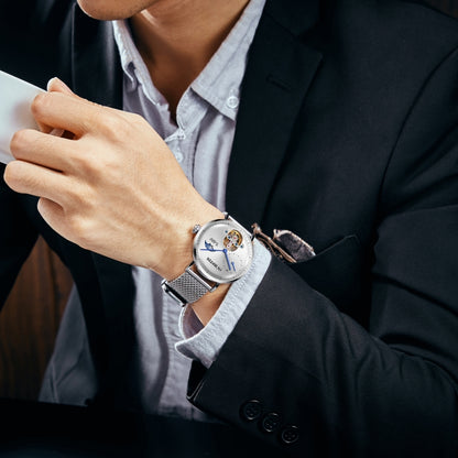 OCHSTIN 6121 Flywheel Mechanical Watch Fashion Hollow Full Automatic Mechanical Watch Business Men Watch Stainless Steel Watch  Waterproof Watch