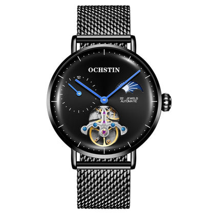 OCHSTIN 6121 Flywheel Mechanical Watch Fashion Hollow Full Automatic Mechanical Watch Business Men Watch Stainless Steel Watch  Waterproof Watch
