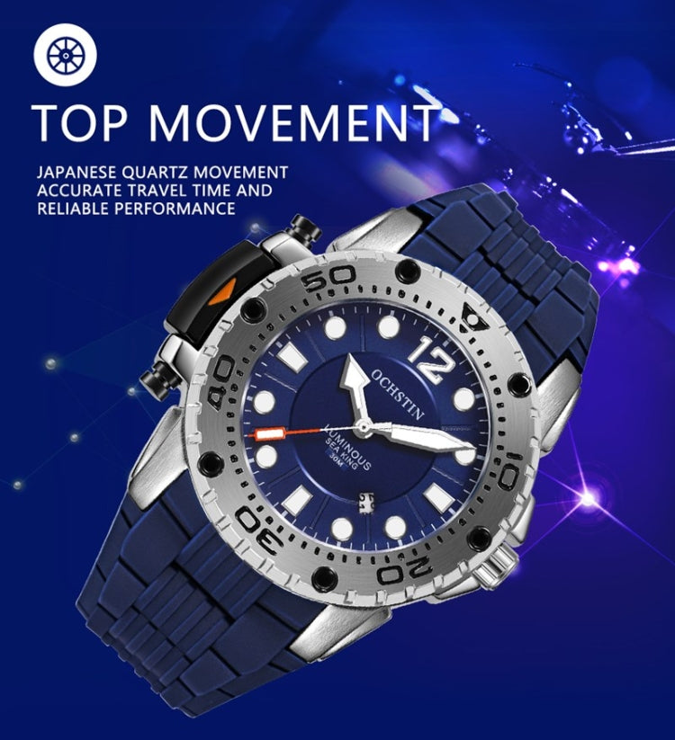 OCHSTIN 6124  Night Light Waterproof Men Watch Outdoor Sports Quartz Watch Silicone Watch