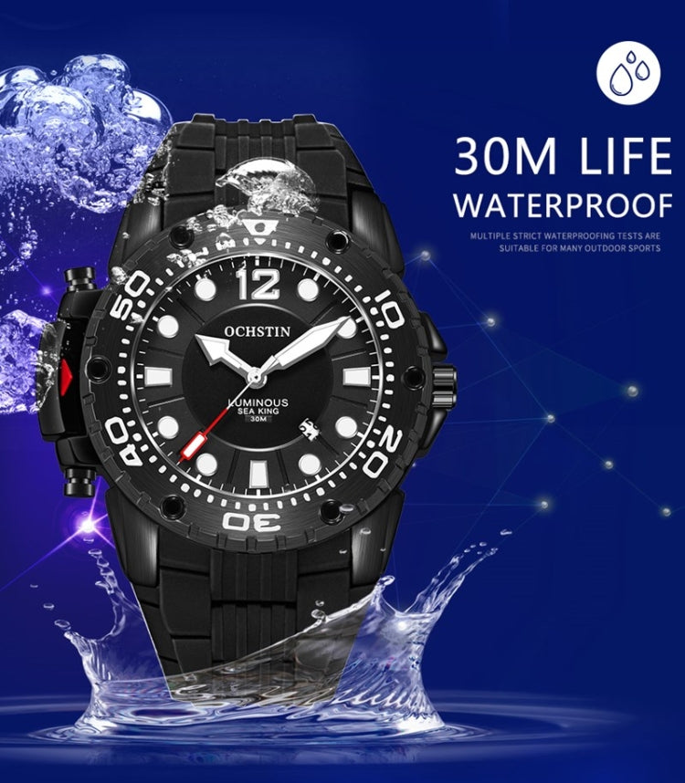 OCHSTIN 6124  Night Light Waterproof Men Watch Outdoor Sports Quartz Watch Silicone Watch