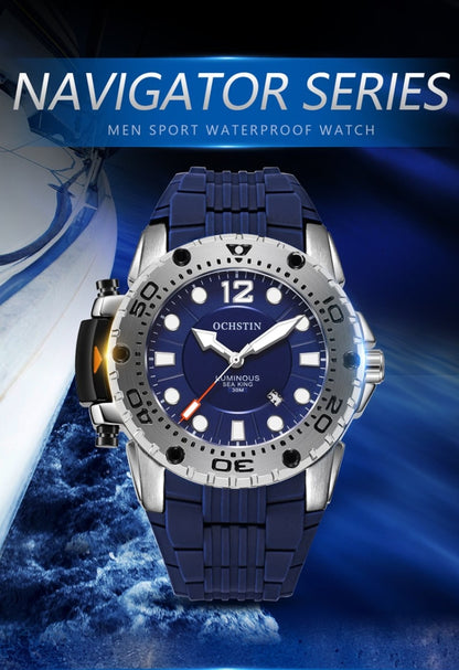 OCHSTIN 6124  Night Light Waterproof Men Watch Outdoor Sports Quartz Watch Silicone Watch