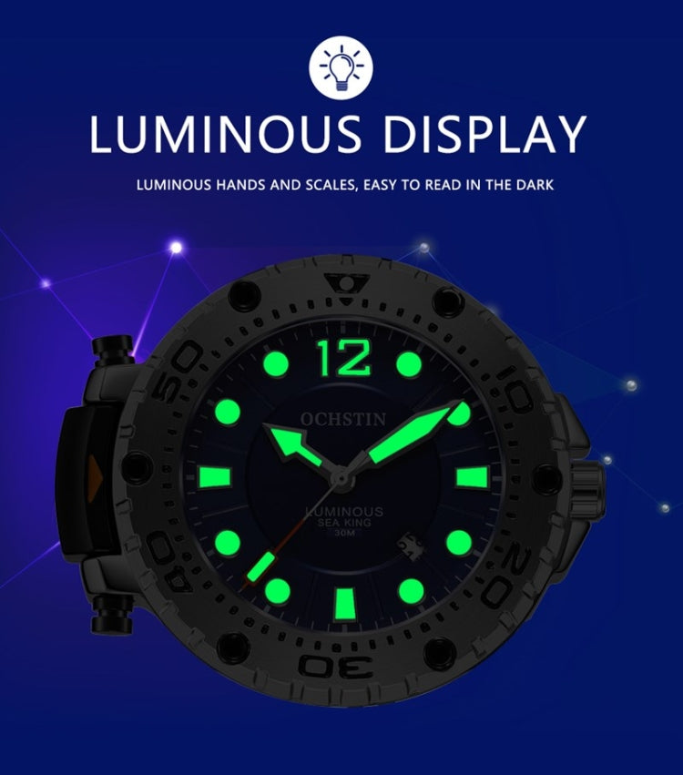 OCHSTIN 6124  Night Light Waterproof Men Watch Outdoor Sports Quartz Watch Silicone Watch