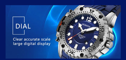 OCHSTIN 6124  Night Light Waterproof Men Watch Outdoor Sports Quartz Watch Silicone Watch