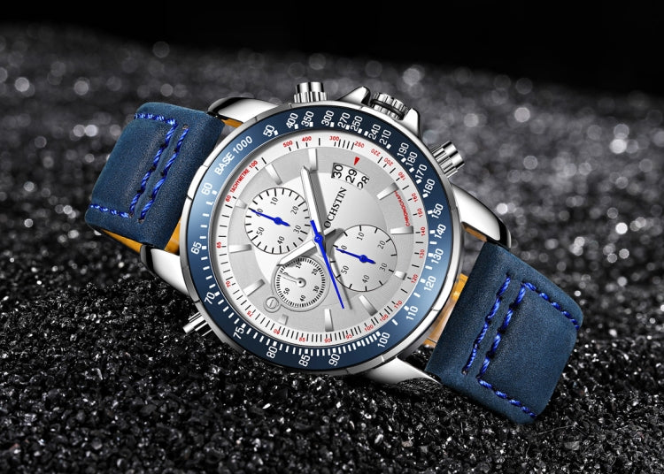 OCHSTIN 6125B Watch Quartz Watch Night Light Waterproof Watch Timing Multi Function Leather Fashion Men Watch