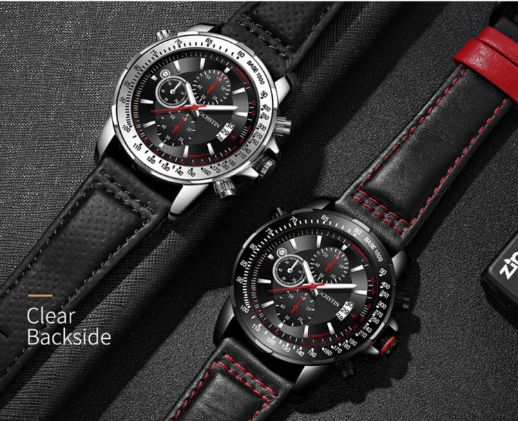 OCHSTIN 6125B Watch Quartz Watch Night Light Waterproof Watch Timing Multi Function Leather Fashion Men Watch