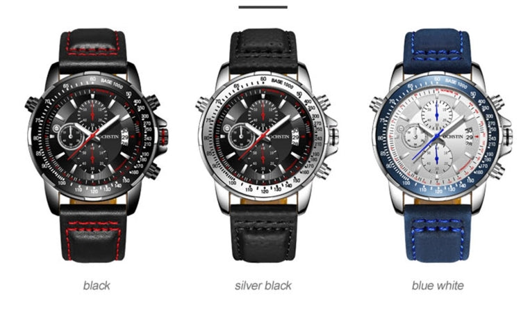 OCHSTIN 6125B Watch Quartz Watch Night Light Waterproof Watch Timing Multi Function Leather Fashion Men Watch