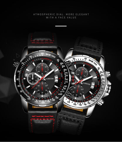 OCHSTIN 6125B Watch Quartz Watch Night Light Waterproof Watch Timing Multi Function Leather Fashion Men Watch