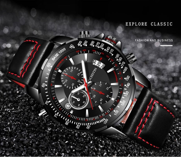 OCHSTIN 6125B Watch Quartz Watch Night Light Waterproof Watch Timing Multi Function Leather Fashion Men Watch