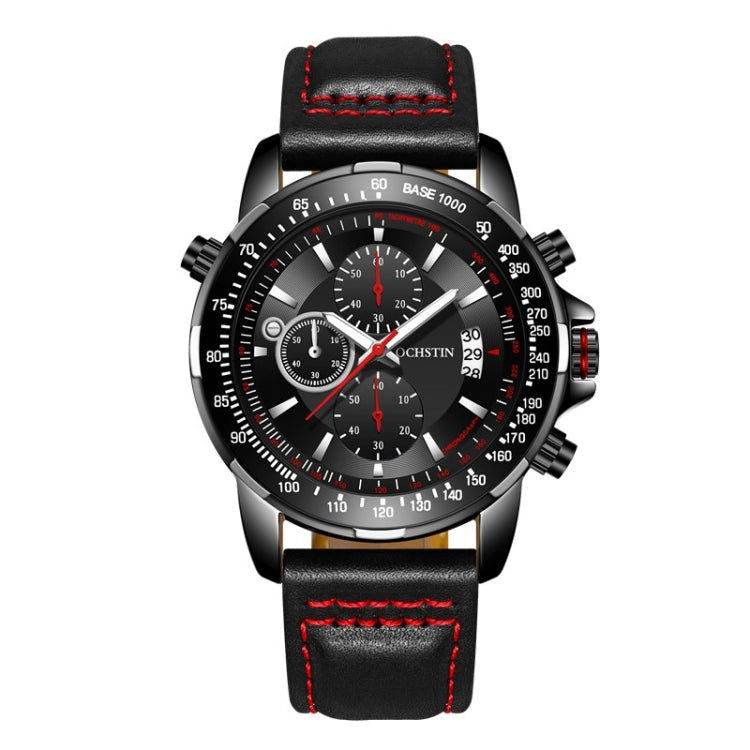 OCHSTIN 6125B Watch Quartz Watch Night Light Waterproof Watch Timing Multi Function Leather Fashion Men Watch