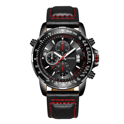 OCHSTIN 6125B Watch Quartz Watch Night Light Waterproof Watch Timing Multi Function Leather Fashion Men Watch
