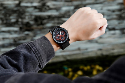SANDA 5009 Business Fashion Three Eye Six Needle Casual Leather Waterproof Men Quartz Watch