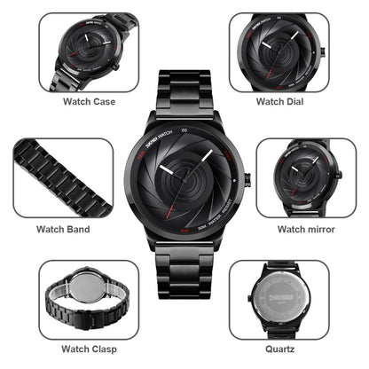 Skmei 9210 Fashion Trend Mens Business Wristwatch Simple Three-Dimensional Surface Waterproof Gold Quartz Watch Man, For Men