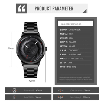 Skmei 9210 Fashion Trend Mens Business Wristwatch Simple Three-Dimensional Surface Waterproof Gold Quartz Watch Man, For Men