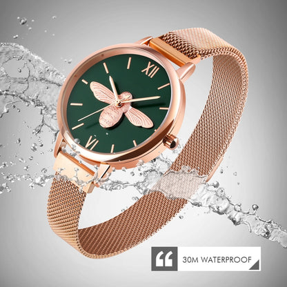 Skmei 9212 Fashion Lady Quartz Watch Student Female Temperament Waterproof Magnetic Suction Net Belt Watch