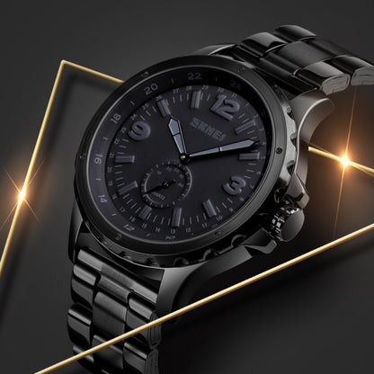 Skmei 1513 Fashion Trendy Steel Band Quartz Watch Mens Waterproof Leisure Watch, Skmei 1513 Steel Band Watch (Black)