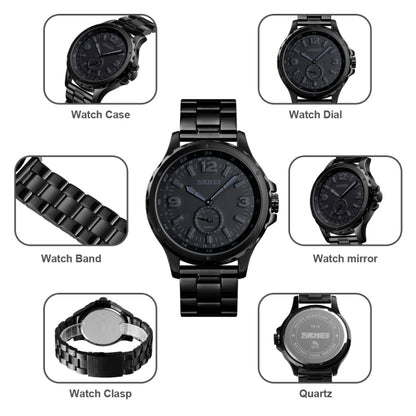 Skmei 1513 Fashion Trendy Steel Band Quartz Watch Mens Waterproof Leisure Watch, Skmei 1513 Steel Band Watch (Black)