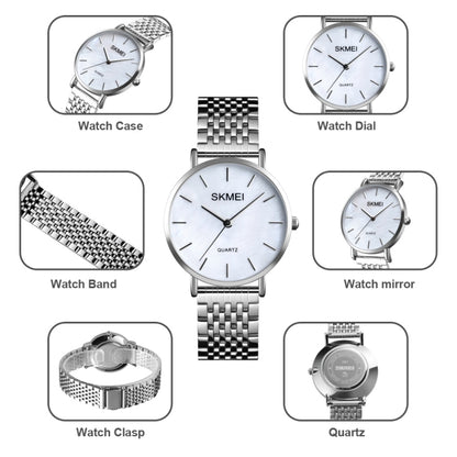 Skmei 1567 Light And Thin Leisure Simple 30m Waterproof Shell Dial Women Steel Band Quartz Watch